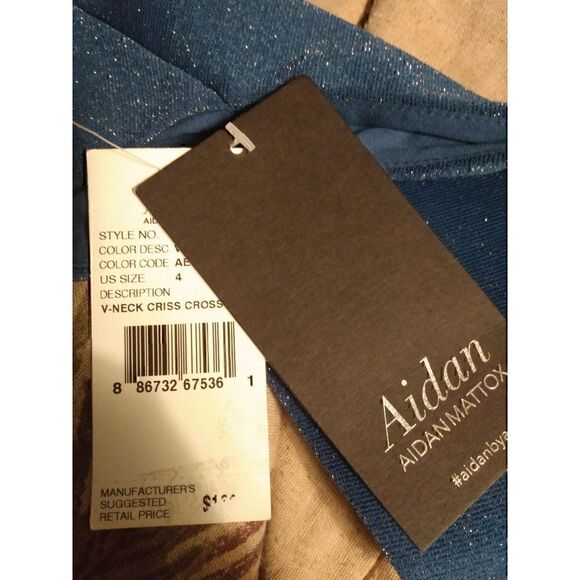 Aidan by Aidan Mattox Womens Metallic Criss-Cross Front Midi Dress 4 - Picture 5 of 6